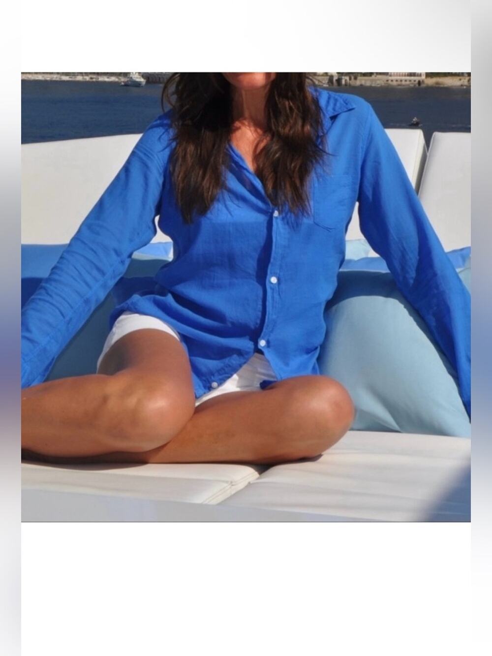 Frank & Eileen Eileen Button Down Featherweight Shirt Cobalt Blue Sz S